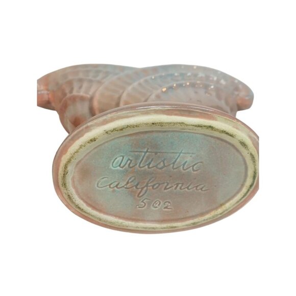 Artistic California 502 Pink Blue Fan Vase Art Deco Style Pottery 9"h x 12"h x 3 - Picture 10 of 10